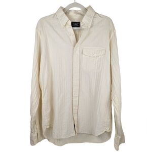 Vtg Abercrombie & Fitch Men’s 90s Cotton Yellow Casual Button-Up Shirt Size L